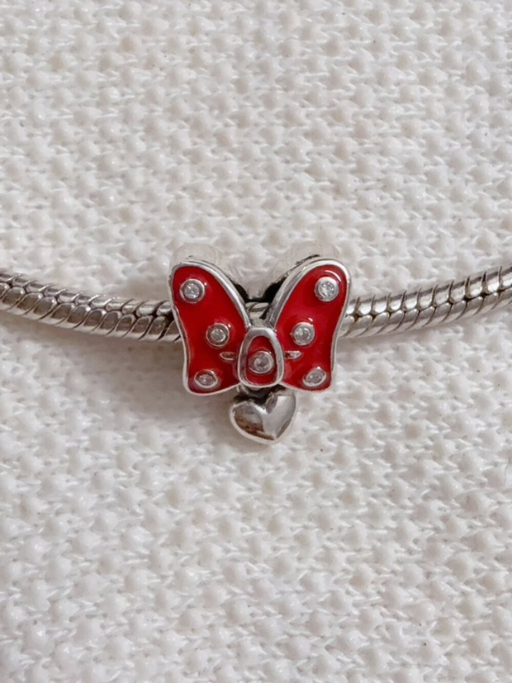 Disney Park Exclusive Minnie Bow Silver Charm For Pandora Bracelet Necklace